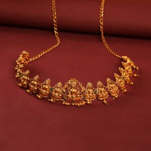 Traditional Gold Plated Temple Jewellery with Goddess Lakshmi Waist Belt/Bridal Kamarbandh/Kamarpatta