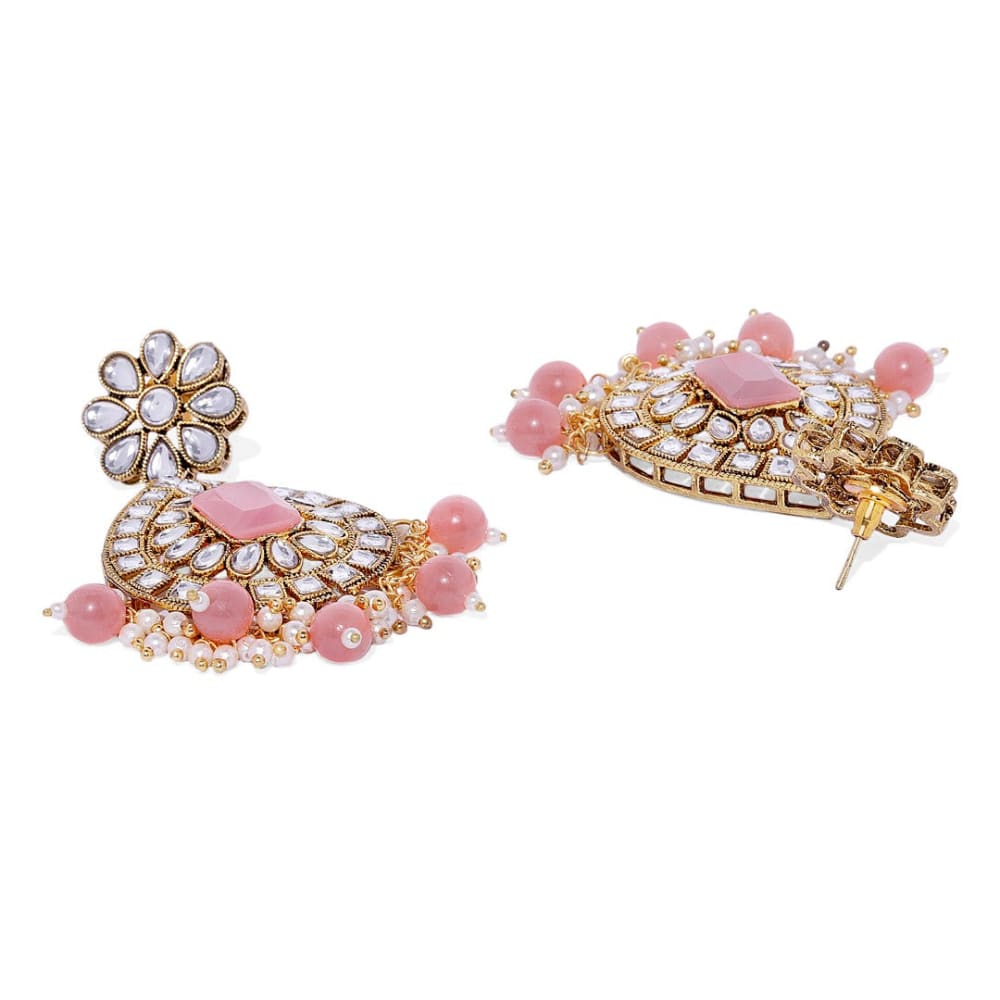 AccessHer Gold Toned kundan Pearls and Peach Stones