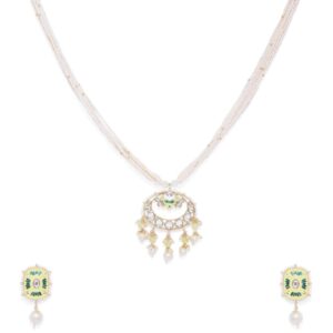 Traditional Meenakari Kundan Studded Long Pearl Necklace Set for Women