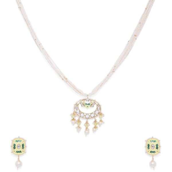 Enamelled Kundan Jewellery set-NS0120KJ95109GW