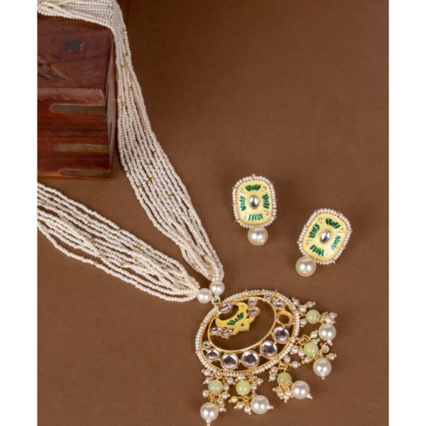 Enamelled Kundan Jewellery set-NS0120KJ95109GW