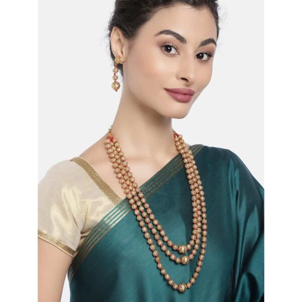 AccessHer Gold Plated Handcrafted Antique Mala necklace set