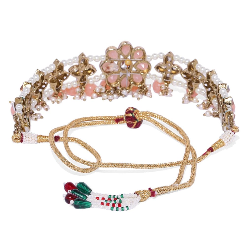 AccessHer Gold Toned Kundan and Ruby Beads Choker Set with