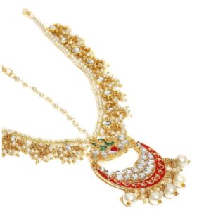 Traditional Pearls And Meenakari Mathappatti for Women