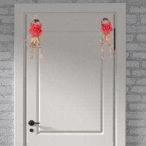 Traditional Shubh Labh Hangings Decorated with Foam Roses and Dried Leaves for Diwali Home Decoration