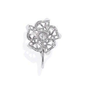 Traditional Silver Plated Floral Shape Clip on Nose Pin for Women