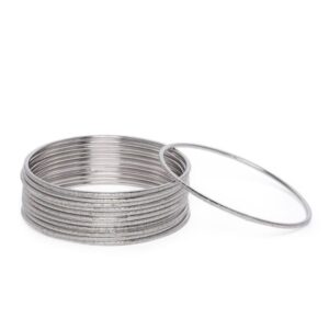 Traditional Silver Plated Oxidized Bangles Set of 12 for Women