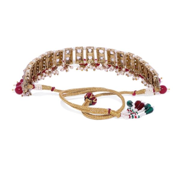 AccessHer Gold Toned Kundan and Pink Beads Choker Set with