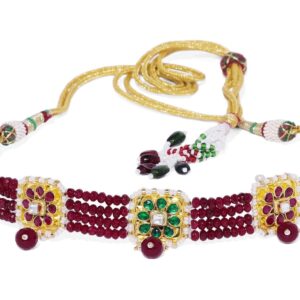AccessHer Traditional Studded Ruby Beads Choker Set for Women