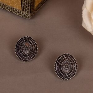 Tribal Inspired Silver Plated Oxidized Stud Earrings