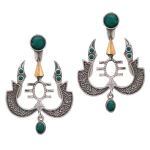 Trishul Dangle Earrings in Oxidised Silver for Women