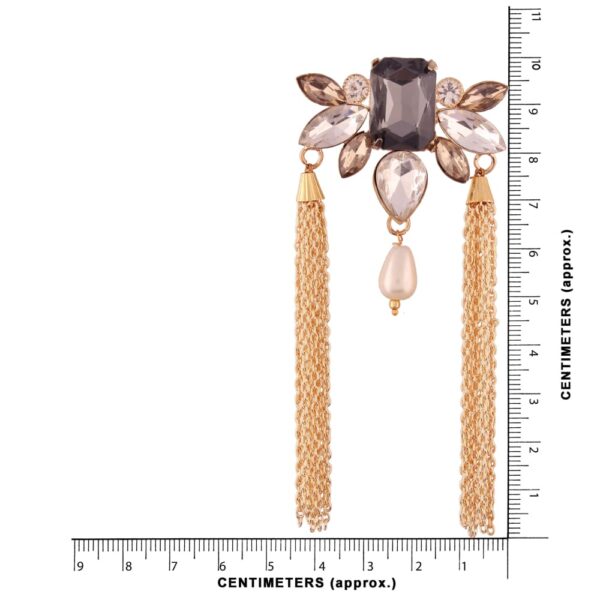 Unique crystal Black tassel earrings- ER0118GC171GLCT
