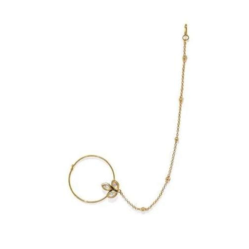 NR0219SR46GW-Accessher Vilandi Kundan Gold Nose Ring With Chain - access-her