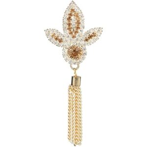 Vintage Gold Plated Rhinestone Brooch with Chain Tassel for Men and Women