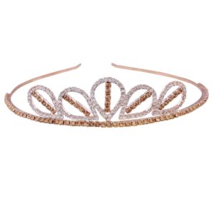 Wedding Collection, Rhinestone Studded Golden Metal Hair Band Crown Hair Accessory for Girls and Women