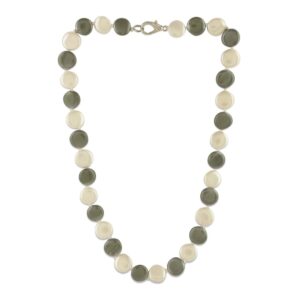 Western Statement Contemporary Gray and White Pearl Necklace for Women