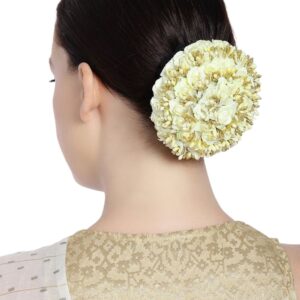 White and Gold Floral Handcrafted Hair Bun for Women