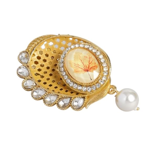 Women Gold Toned Handcrafted Enamelled Brooch -