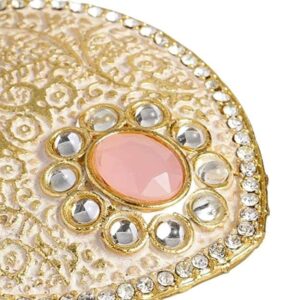 Women Gold-Toned & Pink AD Studded Handcrafted Enamelled Brooch