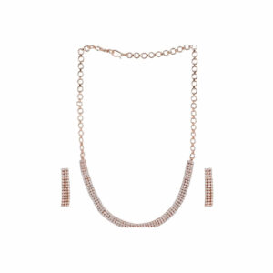 Women Rose-Gold plated AD Studded Handcrafted Necklace For women