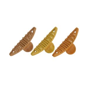 Wooden Textured Acrylic Hair Clutcher/ Claw Clip Pack of 3 for Women