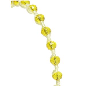 Yellow Crystal Beads Hair Band with Ribbon for Women
