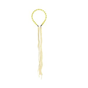 Yellow Crystal Beads Hair Band with Ribbon for Women