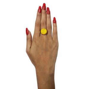 Yellow Druzy Stone Handcrafted Finger Ring for Women