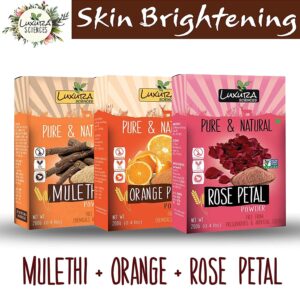 Natural Skin Care Set 200 Grams * 3 Pcs (Skin Brightening Set (Mulethi +Orange Peel + Rose)