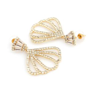 Stunning Rhinestones Studded Shell Design Statement Party Earrings for Women