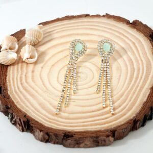 Delicate Dangler Earrings with Gold Plated Rhinestones Studded Tassels for  Women