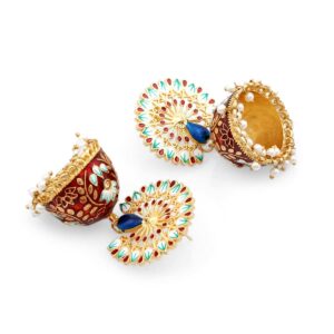 Traditional Peacock Design Multicolour Meenakari Embedded Jhumki Earrings for Women