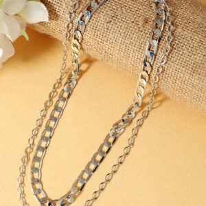 Silver Plated Layered Link Chains Set