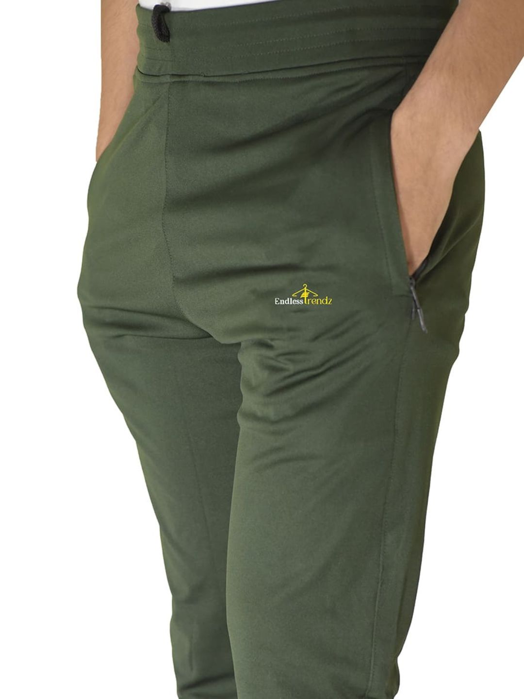 EndlessTrends Unisex Zip Pocket Polyester Lycra Trackpant Green