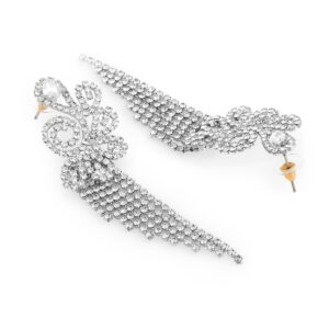 Statement Silver Plated Rhinestones Embedded Chandelier Earrings for Women