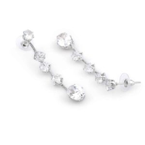 Silver Plated Delicate American Diamoind Studded Delicate Drop Earrings for Women