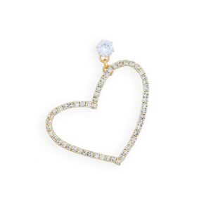 Delicate Heart Shaped Rhinestones Studded Dangler Earrings for Women