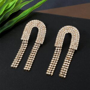 Statement Rhinestones Embedded Gold Plated Contemporary Earrings for Women