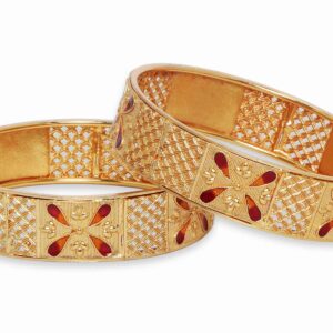 Gold Plated Rajwadi Style Enamel Kada/ Bangles Set of 2