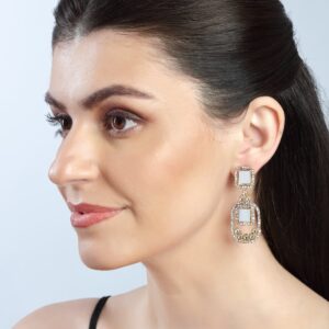 Rhinestones and Mirrors Embedded  Statement Dangler Earrings for Women