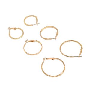 Set of 3 Gold Plated Hoop Earrings for Girls & Women