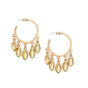 Gold Plated Statement Hoop Earrings with Shell Charms for Girls & Women