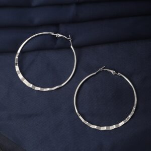 Silver Plated Statement Hoop Earrings for Girls & Women