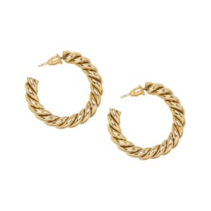 Gold Plated Statement Rope Style Hoop Earrings for Girls & Women