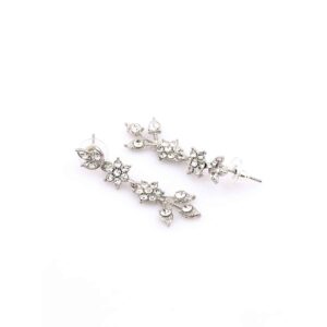 Silver Plated Rhinestones Studded Delicate Party Necklace Set for Women