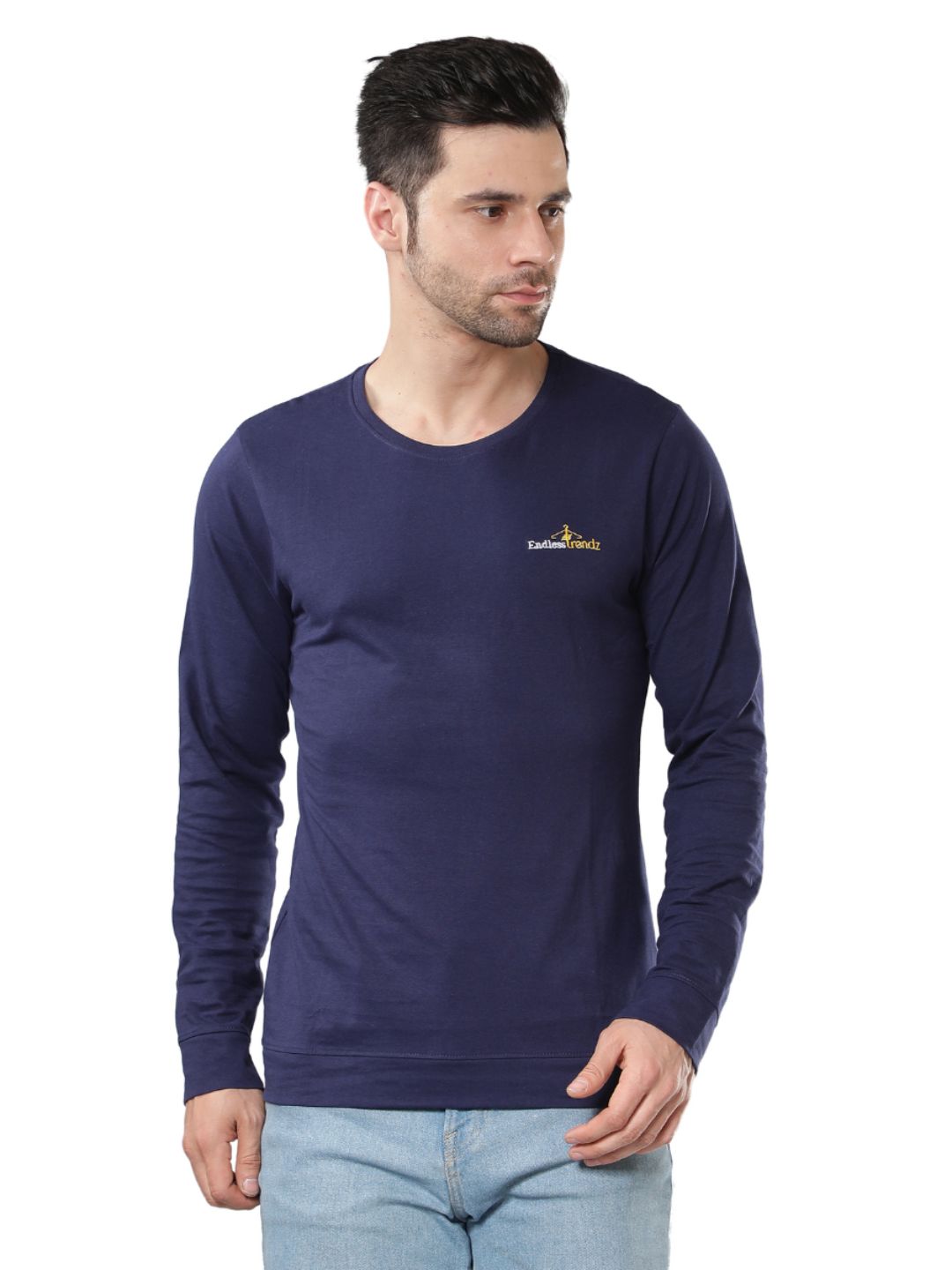 EndlessTrendz Cotton-Rich Ultra-Soft T-Shirt in Classic Navy Blue
