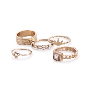 Accessher Gold Plated Minimal Classic Studded Finger Rings For Women