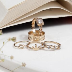 Accessher Gold Plated Minimal Classic Studded Finger Rings For Women