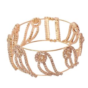 AccessHer Elegant Parrot Motif Rhinestone Gold Hand Cuff Bracelet with Americian Dimonds for Women