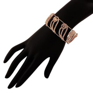 AccessHer Elegant Parrot Motif Rhinestone Gold Hand Cuff Bracelet with Americian Dimonds for Women